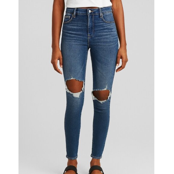 American Eagle Next Level Stretch Women's Dark Blue Super High Rise Jegging Jean - Picture 1 of 8